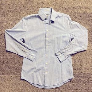 Men’s Express Fitted Blue Textured Shirt Size Small 14-14.5